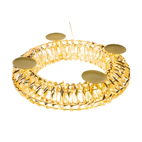 Couronne métal or lumineuse + porte bougie 300 leds ø 41cm