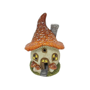 Maison champignon rouge 25.5 x 21.4 ht 35.5cm