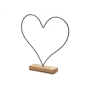 Coeur métal noir sur base bois ht 44cm