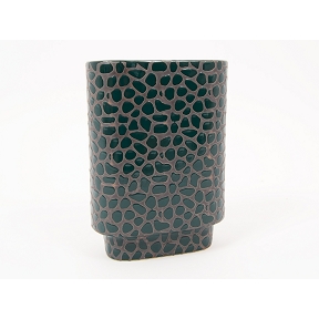 Vase céramique ovale Empreinte brun 20 x 10 ht 28cm