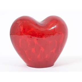 Coeur verre rouge + led 15cm