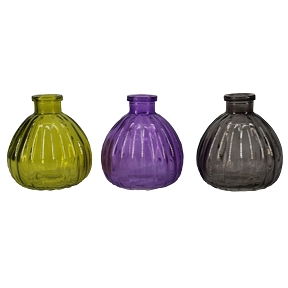 Bouteille verre "Rhône" couleur ø8.5 ht 9.5cm ass