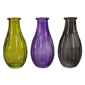 Bouteille verre "Main" couleur ø7ht 14cm ass