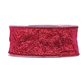 Ruban tissu brillant rouge fonce 40mm x 10m