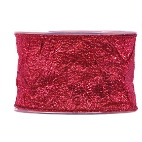 Ruban tissu brillant rouge fonce 63mm x 10m