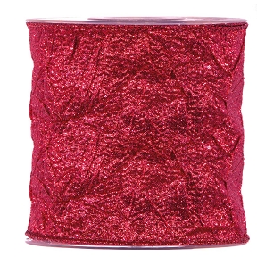 Ruban tissu brillant rouge fonce 100mm x 10m