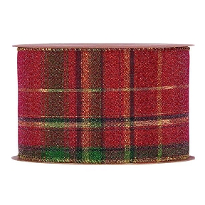 Ruban tissu écossais rouge 63mm x 10m