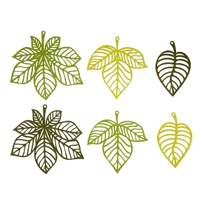 Feuilles feutrine assorties jaune-vert (x24)