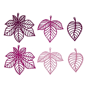 Feuilles feutrine assorties rose-fuchsia (x24)