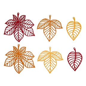 Feuilles feutrine assorties jaune-terracotta-rouge (x24)