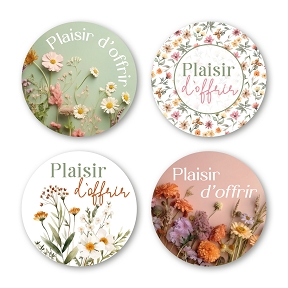 Etiquettes Jeso Quatro Ronde "Plaisir D'offrir" (x500)