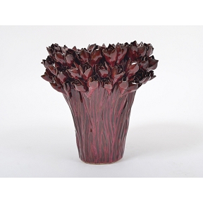 Vase céramique Darwin rouge fonce 28 x 28 ht 29cm