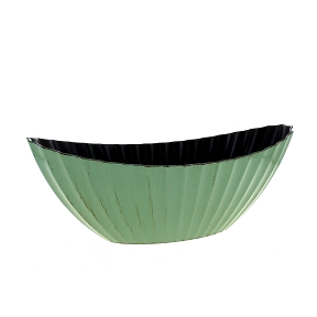 Coupe résine bateau ondulée vert foncé vieilli 41 x 17 ht 16cm