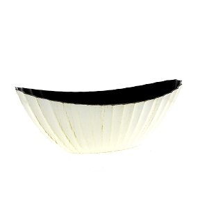 Coupe résine bateau ondulée blanc vieilli 41 x 17 ht 16cm