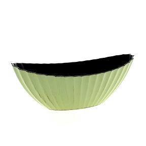 Coupe résine bateau ondulée vert clair vieilli 28 x 12 ht 11cm