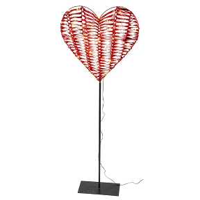 Coeur métal sur socle 150 leds 40 x 13 ht 108cm