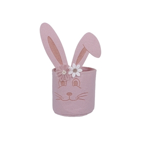 Cache-pot lapin feutrine rose ø10 ht 22.5cm