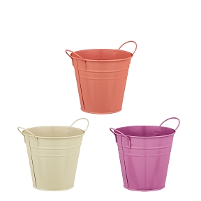 Pot zinc couleur + anses lilas-saumon-beige ø10 ht 12cm ass