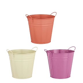 Pot zinc couleur + anses lilas-saumon-beige ø13 ht 14cm ass