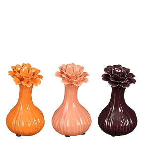 Vase céramique fleur rose-orange-violet ø10.5 ht 17cm ass