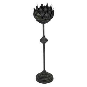 Bougeoir métal noir forme fleur ø25 ht 81cm