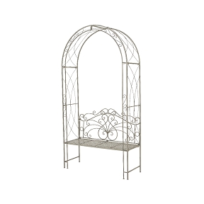 Banc métal avec arche gris 121 x 47 ht 229cm