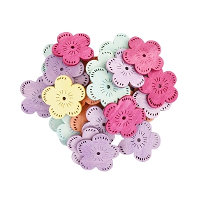 Fleurs bois couleur 4cm (x72)