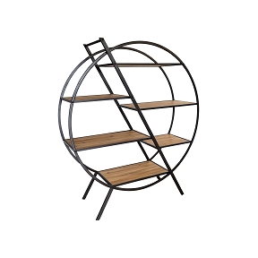 Meuble bois-metal rond  120 x 37 ht 137cm