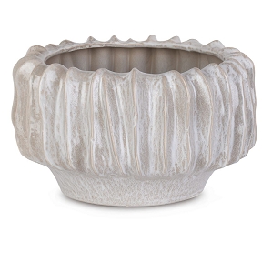 Cache-pot céramique ondule taupe et blanc