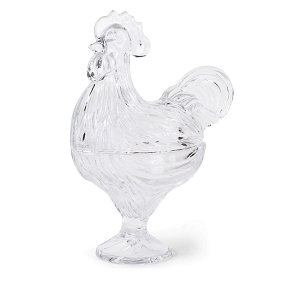 Bonbonnière "poule" en verre transparent