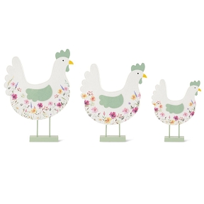 Poule tissu blanche set de 3