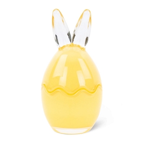 Bonbonnière oeuf verre jaune avec oreille de lapin