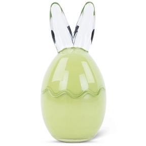 Bonbonnière oeuf verre vert avec oreille de lapin