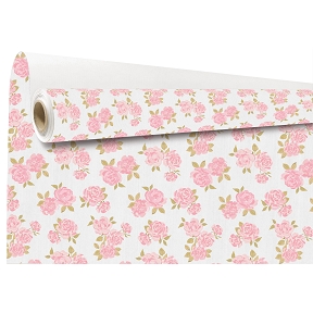 Bobine kraft blanc imprimé elsa rose 0.79 x 40m