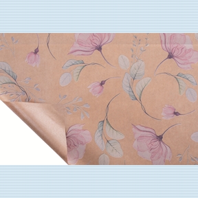 Bobine kraft écru imprimé anemone 0.80 x 40m