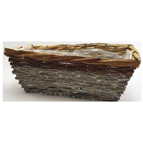 Jardiniére osier retangle bi-color 31 x 14 ht 11cm