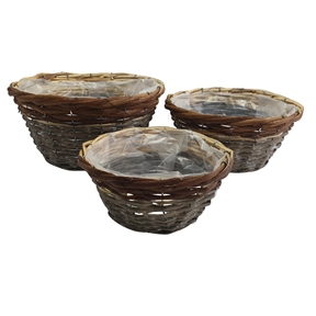 Coupe osier ronde bi-color set de 3