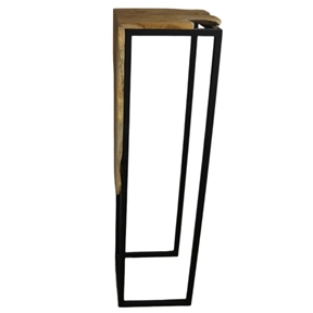 Sellette métal noir + teck 32 x 32 ht 110cm