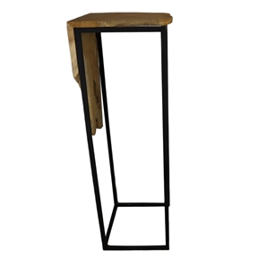 Sellette métal noir + teck 39 x 38 ht 117.5cm