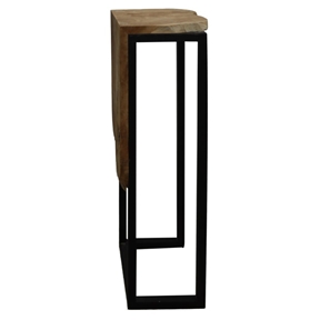 Sellette métal noir + teck 23 x 22 ht 70cm