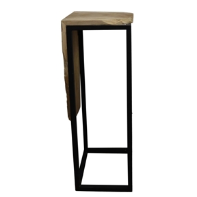 Sellette métal noir + teck 29 x 28 ht 77cm