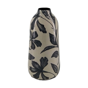 Vase métal feuille noir ø12.5 ht 25cm