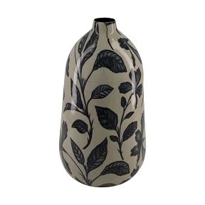 Vase métal feuille noir ø22.5 ht 38cm