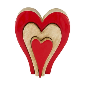 Coeur bois manguier rouge 16 x 4 ht 20cm