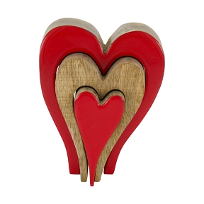 Coeur bois manguier rouge 13 x 3 ht 16cm