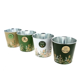 1 x Cache-pot métal motif pomme de pin + magnet ø15 ht 15cm