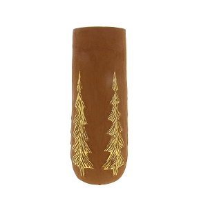Vase céramique brun motif sapin ø14.5 ht 37.5cm