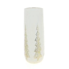 Vase ceramique blanc motif sapin ø14.5 ht 37.5cm