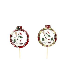 Pique boule bonhomme de neige bois ht 27cm (x12)