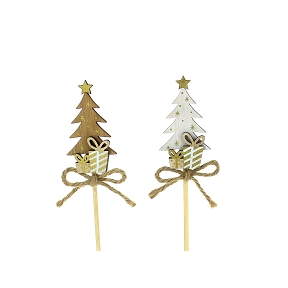 Pique Noël sapin ht 28cm (x12) ass